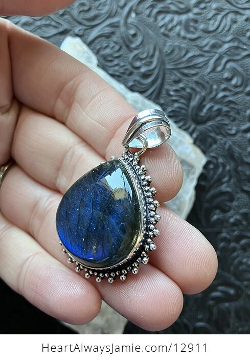 Sparkly Dark Blue Flash Labradorite Pendant Stone Crystal Jewelry - #NC2jeLwZNWw-5