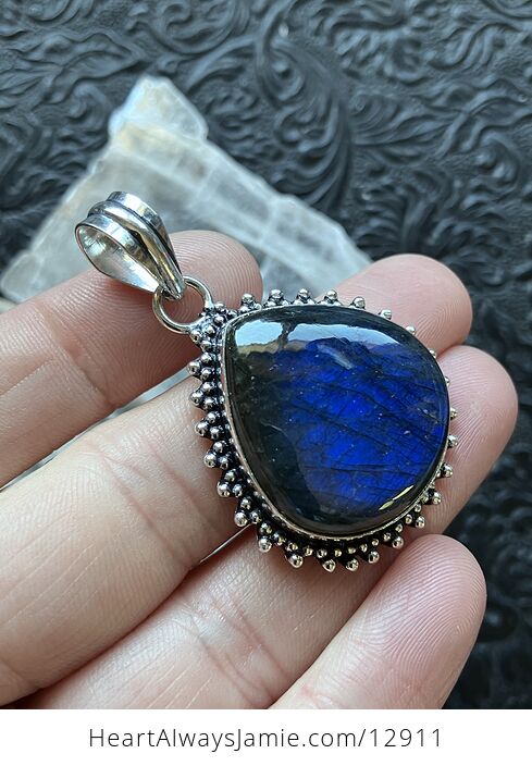 Sparkly Dark Blue Flash Labradorite Pendant Stone Crystal Jewelry - #NC2jeLwZNWw-4