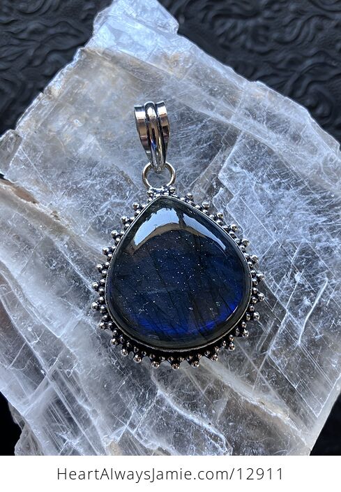 Sparkly Dark Blue Flash Labradorite Pendant Stone Crystal Jewelry - #NC2jeLwZNWw-2