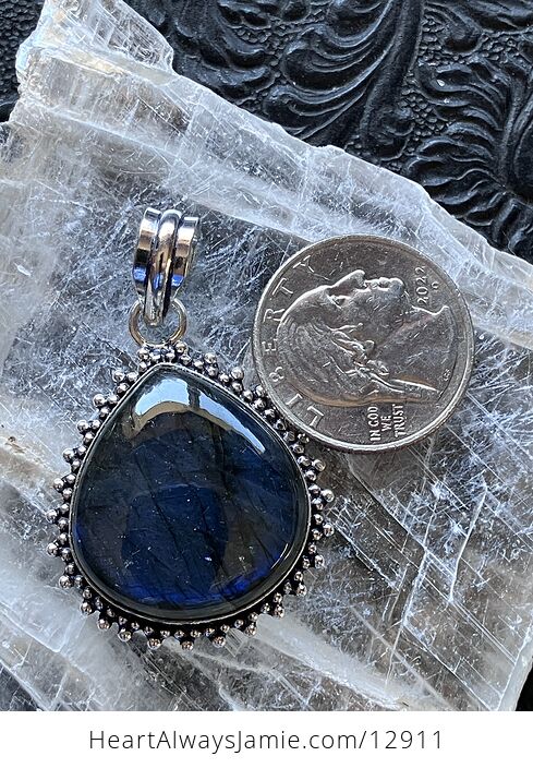 Sparkly Dark Blue Flash Labradorite Pendant Stone Crystal Jewelry - #NC2jeLwZNWw-8