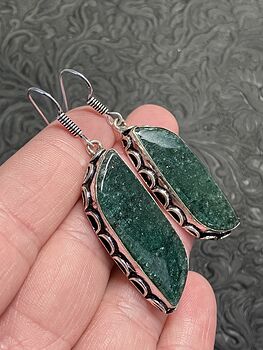 Sparkly Dark Green Aventurine Earrings Crystal Stone Jewelry #qJ1AoX8XtjU