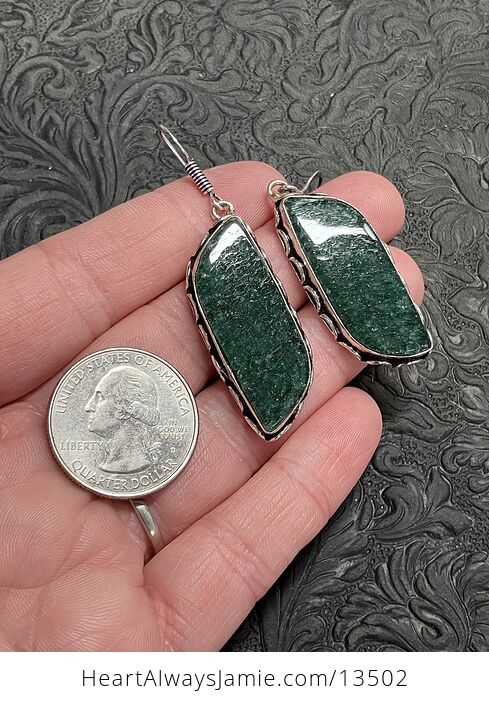 Sparkly Dark Green Aventurine Earrings Crystal Stone Jewelry - #qJ1AoX8XtjU-6