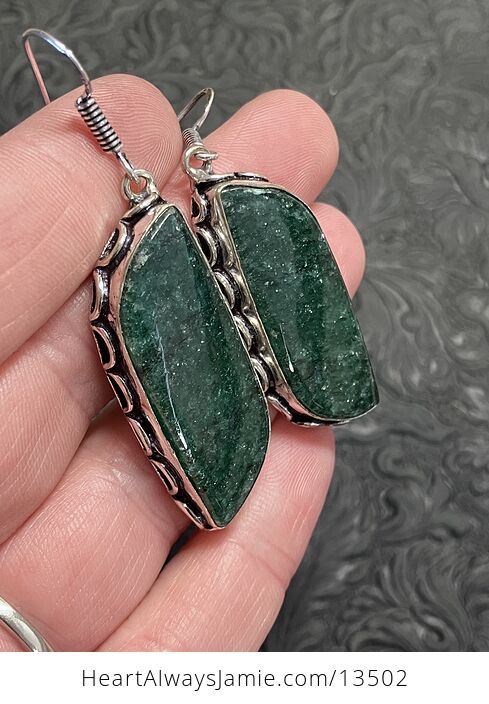 Sparkly Dark Green Aventurine Earrings Crystal Stone Jewelry - #qJ1AoX8XtjU-4