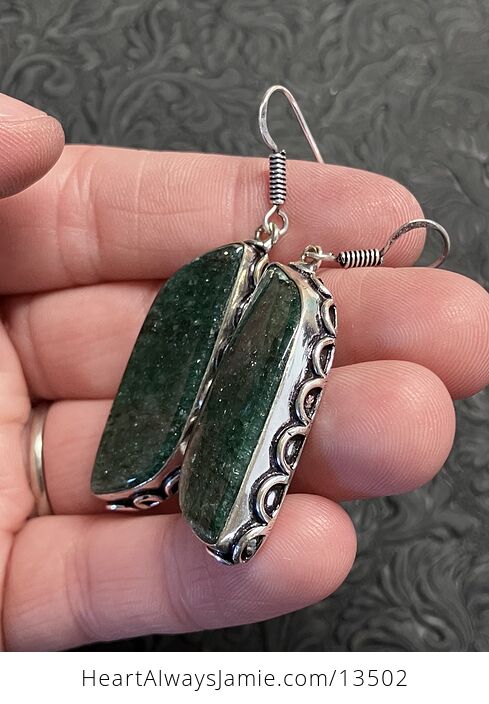 Sparkly Dark Green Aventurine Earrings Crystal Stone Jewelry - #qJ1AoX8XtjU-5