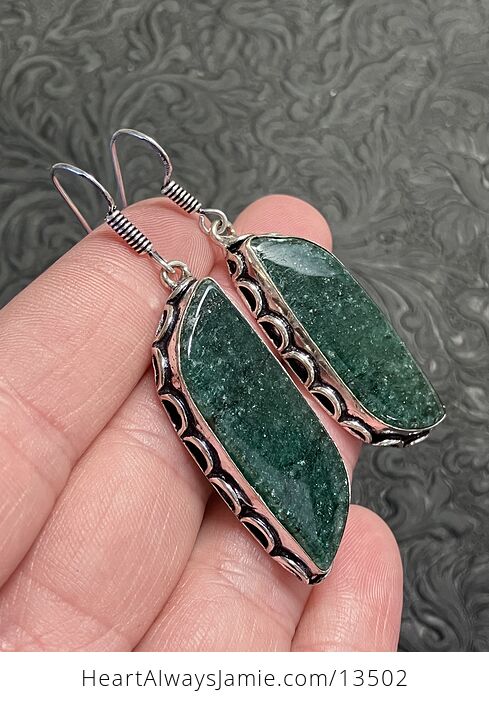 Sparkly Dark Green Aventurine Earrings Crystal Stone Jewelry - #qJ1AoX8XtjU-1