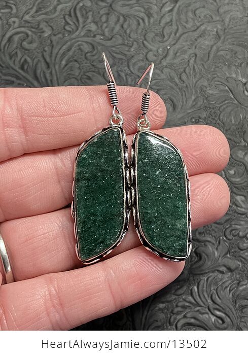 Sparkly Dark Green Aventurine Earrings Crystal Stone Jewelry - #qJ1AoX8XtjU-2