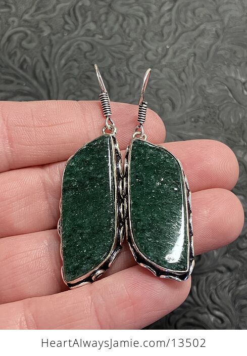 Sparkly Dark Green Aventurine Earrings Crystal Stone Jewelry - #qJ1AoX8XtjU-3