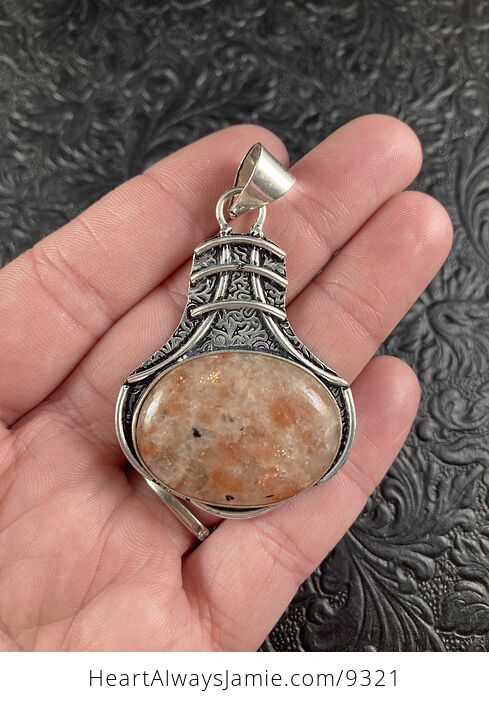 Sparkly Orange Sunstone Crystal Jewelry Stone Pendant - #TSktjcYTBF8-3