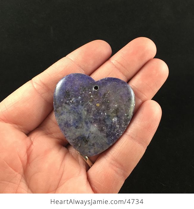 Sparkly Purple Ledpidolite Heart Shaped Stone Jewelry Pendant - #ZQwPOwUdxNI-1