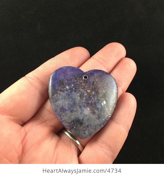 Sparkly Purple Ledpidolite Heart Shaped Stone Jewelry Pendant - #ZQwPOwUdxNI-2