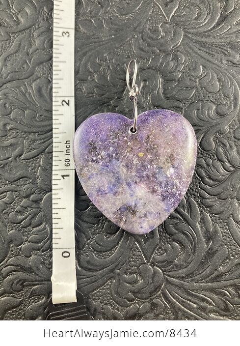 Sparkly Purple Ledpidolite Heart Shaped Stone Jewelry Pendant Ornament - #pvsL6kxtUFc-5