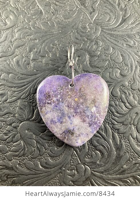 Sparkly Purple Ledpidolite Heart Shaped Stone Jewelry Pendant Ornament - #pvsL6kxtUFc-4