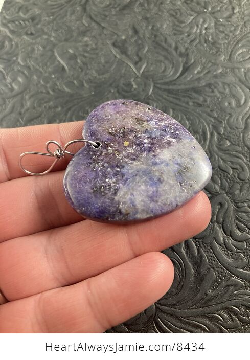 Sparkly Purple Ledpidolite Heart Shaped Stone Jewelry Pendant Ornament - #pvsL6kxtUFc-3