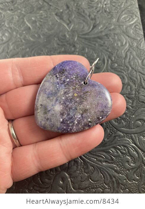 Sparkly Purple Ledpidolite Heart Shaped Stone Jewelry Pendant Ornament - #pvsL6kxtUFc-2