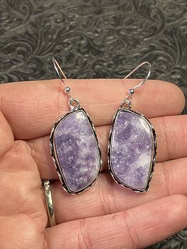 Sparkly Purple Lepidolite Stone Jewelry Crystal Earrings #VzPP075HtPo