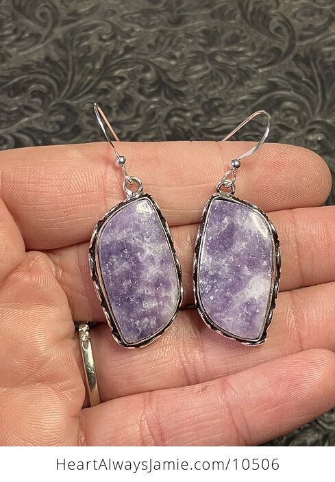 Sparkly Purple Lepidolite Stone Jewelry Crystal Earrings - #VzPP075HtPo-1
