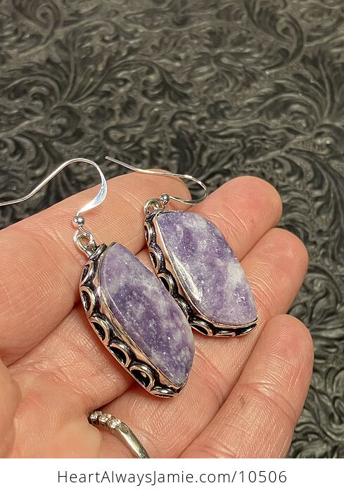 Sparkly Purple Lepidolite Stone Jewelry Crystal Earrings - #VzPP075HtPo-2