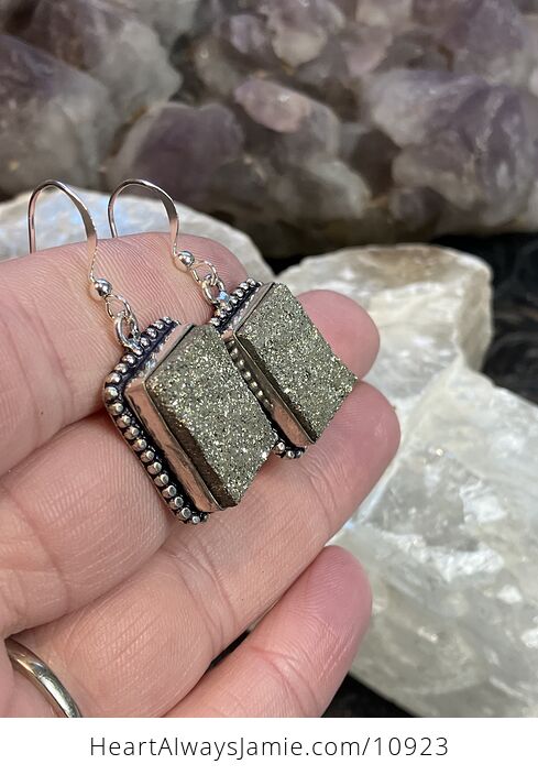 Sparkly Pyrite Stone Crystal Jewelry Earrings - #KIrir2cAo2g-3
