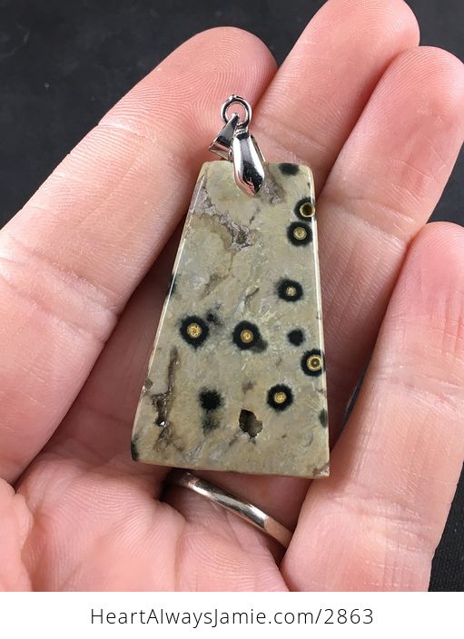 Spotted Ocean Jasper Stone Pendant Necklace - #25qf84RsSzE-2