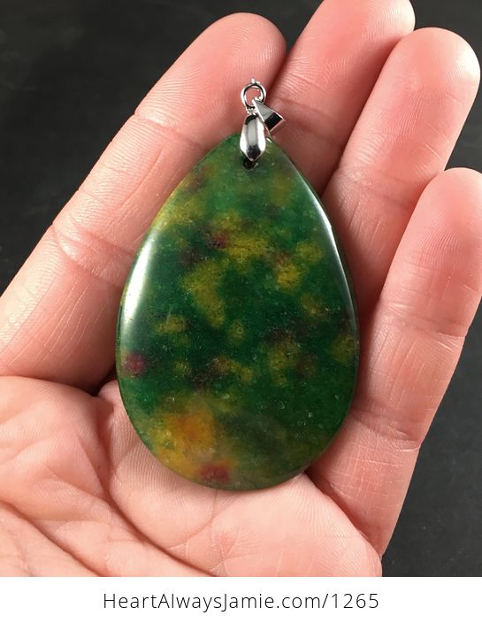 Spotted Yellow Red and Green Stone Pendant - #8wuJCG0EVa8-1