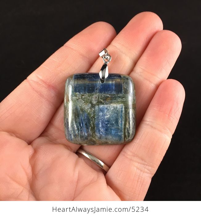 Square Kyanite Stone Jewelry Pendant - #HXGe3Kj4QTk-1