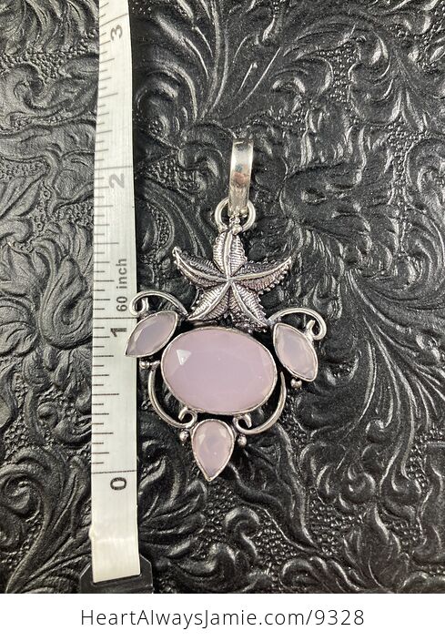 Starfish and Pink Chalcedony Crystal Stone Jewelry Pendant - #ojG0vdaV9YA-3