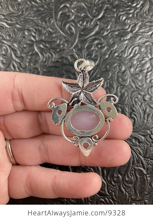 Starfish and Pink Chalcedony Crystal Stone Jewelry Pendant - #ojG0vdaV9YA-6