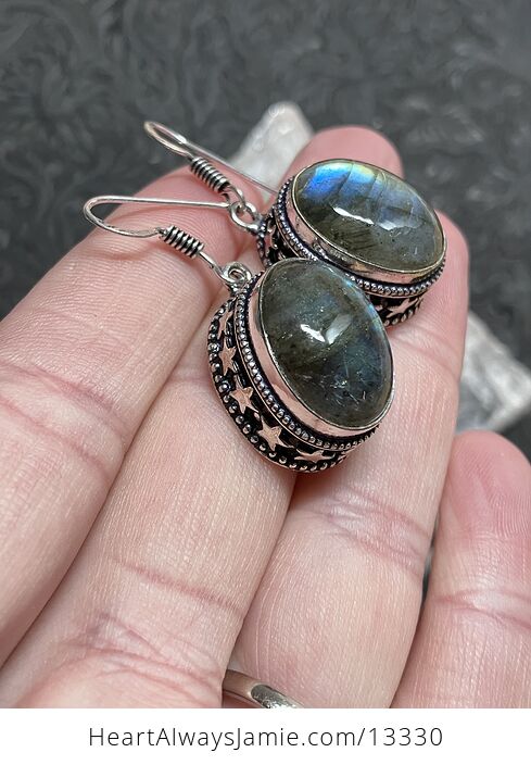 Starry Labradorite Stone Crystal Jewelry Earrings - #Ml9sNNWL0es-4