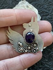 Steampunk Amethyst Fox Pendant Stone Crystal Jewelry #tBOKkAsF14w