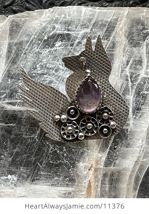 Steampunk Amethyst Fox Pendant Stone Crystal Jewelry - #OlGBnRYr828-2