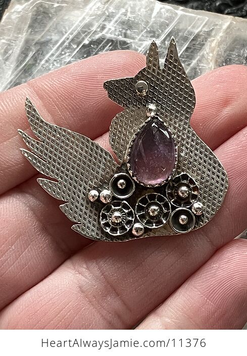 Steampunk Amethyst Fox Pendant Stone Crystal Jewelry - #OlGBnRYr828-1