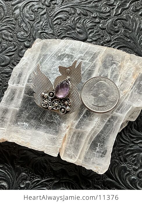 Steampunk Amethyst Fox Pendant Stone Crystal Jewelry - #OlGBnRYr828-7