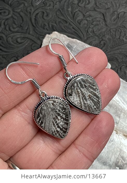 Stingray Coral Fossil Earrings Stone Crystal Jewelry - #Q23zPRvaHQU-3