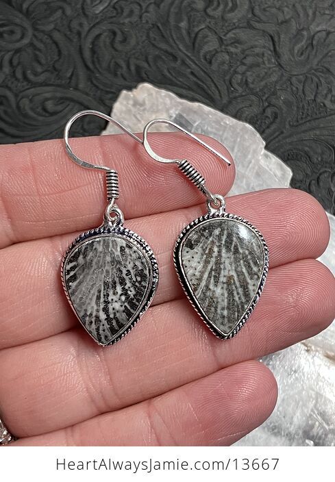 Stingray Coral Fossil Earrings Stone Crystal Jewelry - #Q23zPRvaHQU-1