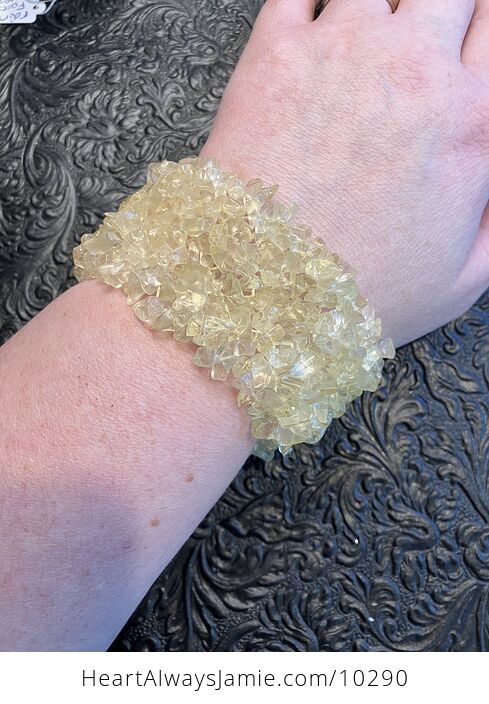 Stretchy Yellow Citrine Gemstone Crystal Jewelry Bracelet - #LpP74v5OXf8-3