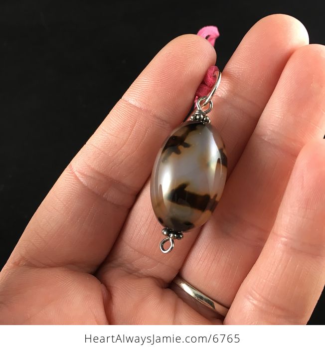 Striped Agate Stone Jewelry Pendant Necklace - #2DkegSY3fdA-4