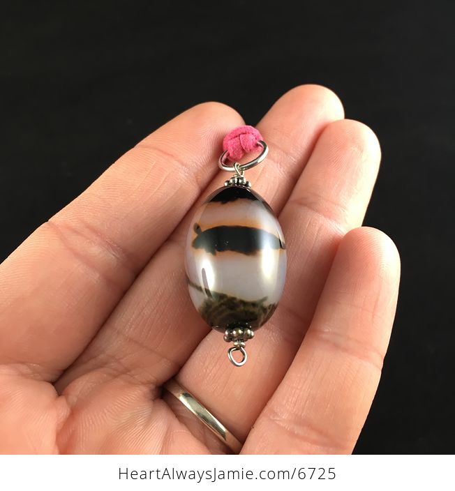 Striped Agate Stone Jewelry Pendant Necklace - #aYuMJpzXcSU-3