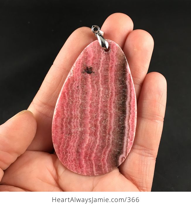 Striped Brown and Pink Argentina Rhodochrosite Stone Pendant Necklace - #3GqIu3bMTdg-5
