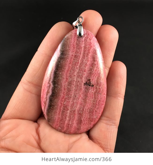 Striped Brown and Pink Argentina Rhodochrosite Stone Pendant Necklace - #3GqIu3bMTdg-4