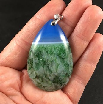 Stunning 34sky and Forest34 Blue and Green Druzy Agate Stone Pendant #rCluW82C0m8
