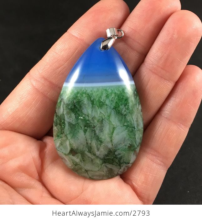 Stunning 34sky and Forest34 Blue and Green Druzy Agate Stone Pendant - #rCluW82C0m8-1