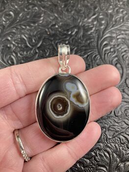 Stunning Banded Onyx with Inclusion Crystal Stone Jewelry Pendant #IA2QNEJE3fk