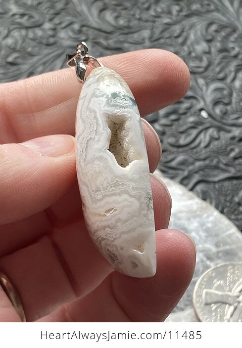 Stunning Beige and White Druzy Crazy Lace Agate Crystal Stone Jewelry Pendant - #6B1AAkoCGHI-3