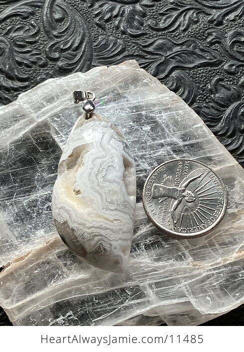 Stunning Beige and White Druzy Crazy Lace Agate Crystal Stone Jewelry Pendant - #6B1AAkoCGHI-5