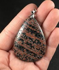 Stunning Black and Red Striped and Spotted Fireworks or Flower Obsidian Pendant #2JeCfcWACew