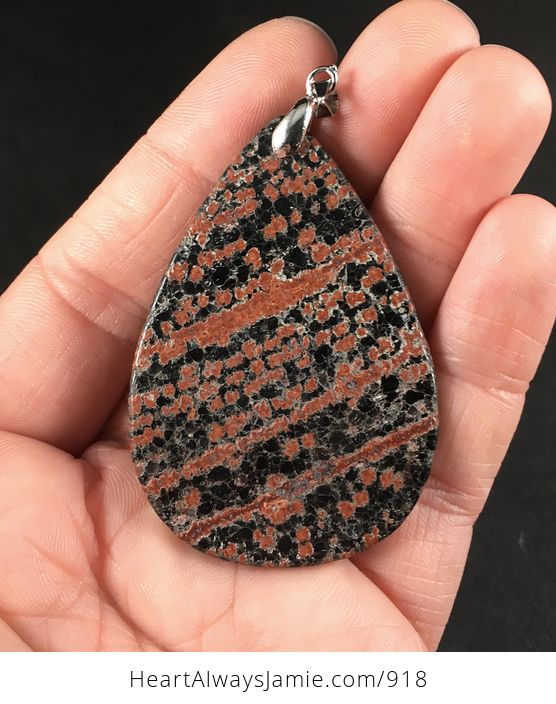 Stunning Black and Red Striped and Spotted Snowflake Obsidian Pendant Necklace - #2JeCfcWACew-2