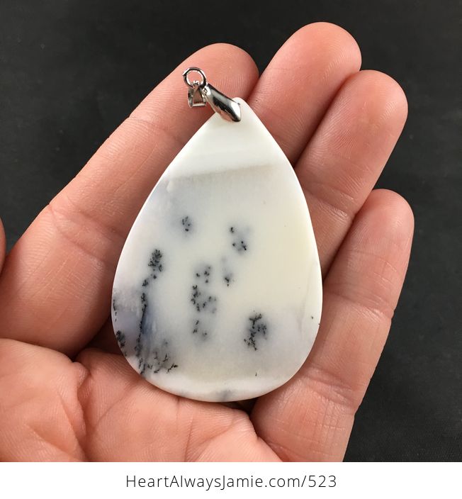 Stunning Black White and Gray African Dendrite Moss Opal Stone Pendant Necklace - #dz4NVCfSTGw-2