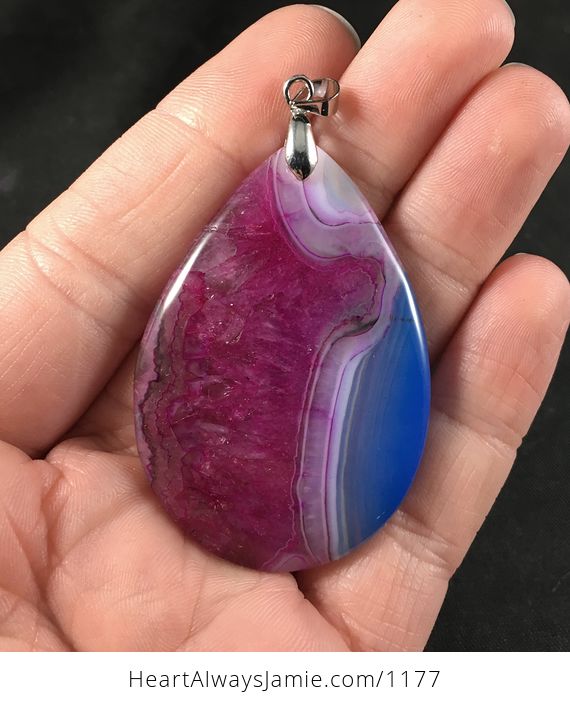 Stunning Blue and Purple Druzy Stone Pendant - #91NyTzF9Rys-1