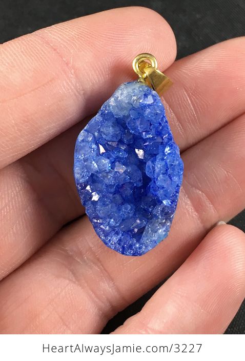 Stunning Blue Druzy Agate Stone Pendant Necklace - #Qss34d5AuJ4-1
