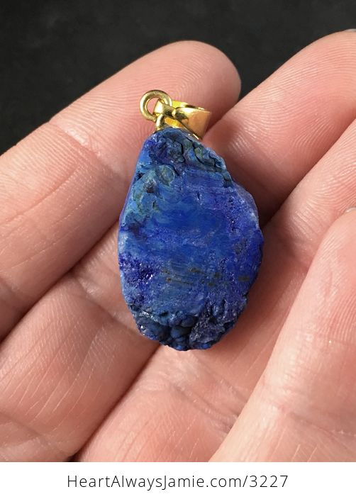 Stunning Blue Druzy Agate Stone Pendant Necklace - #Qss34d5AuJ4-2